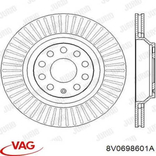 Купить 8V0698601A VAG Диск тормозной задний