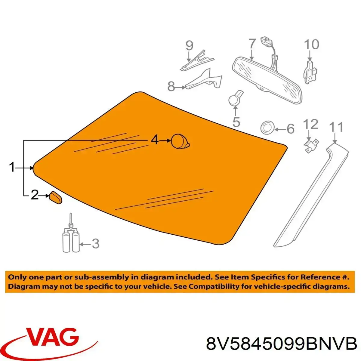 Стекло лобовое VAG 8V5845099BNVB цена, от 226.57 USD