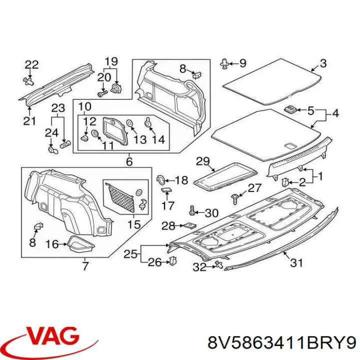 8V5863411HRY9 VAG Полка салона, задняя (багажного отсека)
