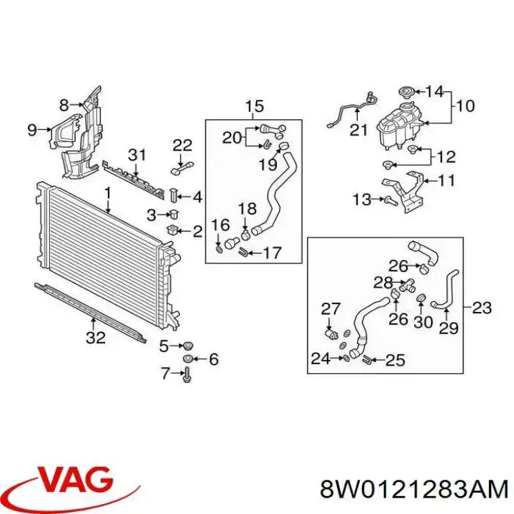Воздуховод (дефлектор) радиатора левый VAG 8W0121283AM цена, от 23.17 USD