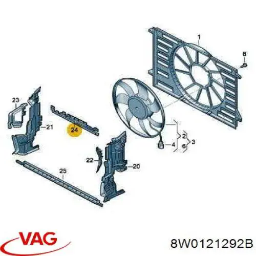 Воздуховод/дефлектор радиатора, верхний 8W0121292B VAG