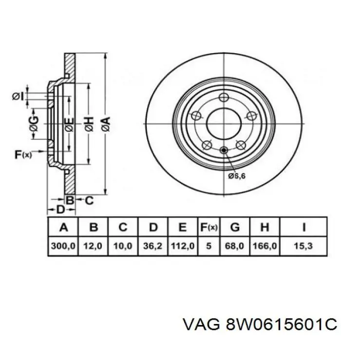 Задний тормозной диск VAG 8W0615601C цена, от 10.14 USD