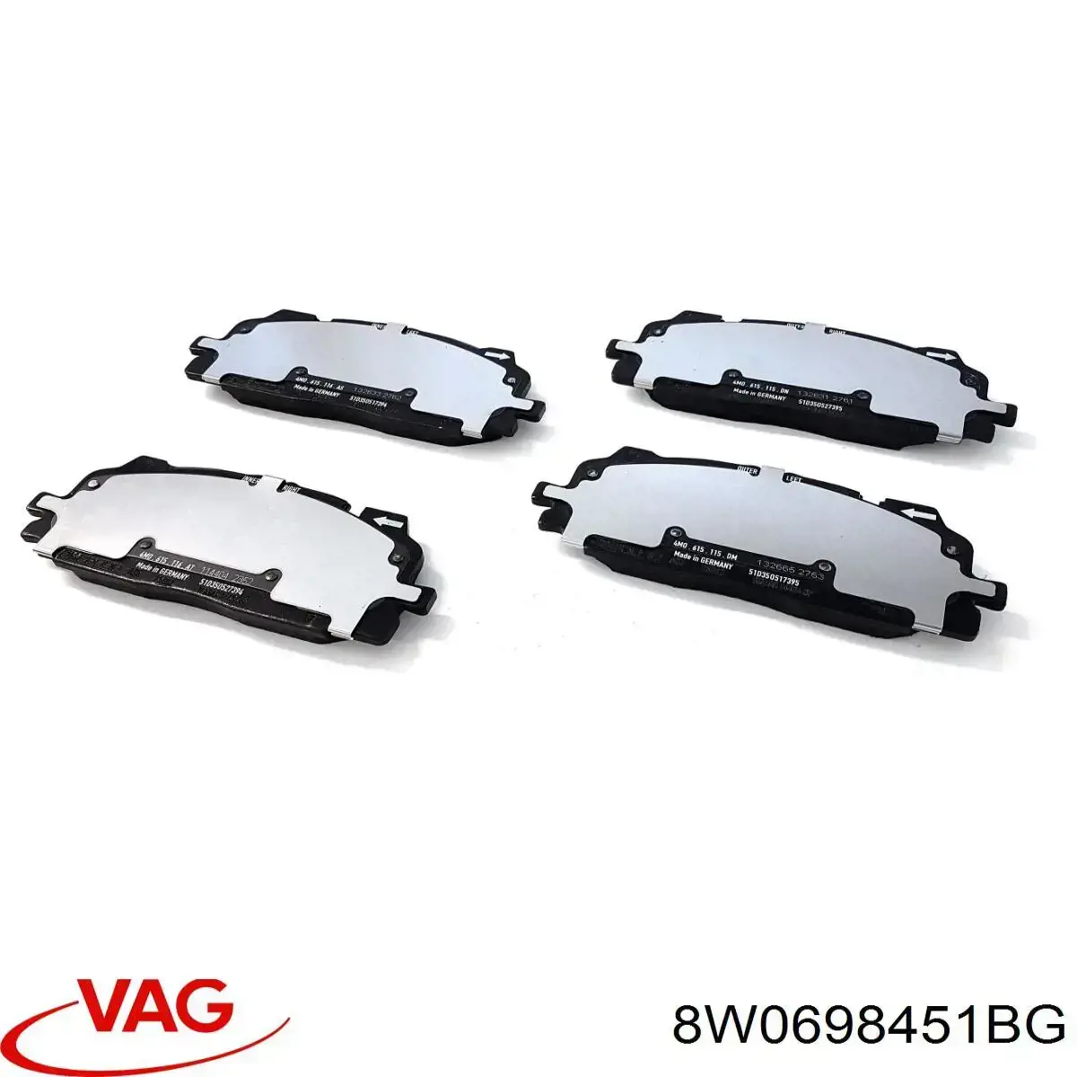 8W0698451BG VAG Колодки тормозные дисковые комплект