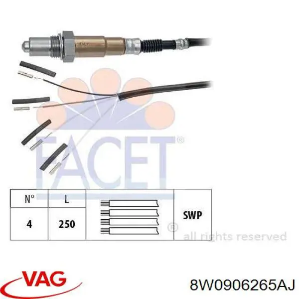 8W0906265AJ VAG sonda lambda, sensor de oxigênio depois de catalisador