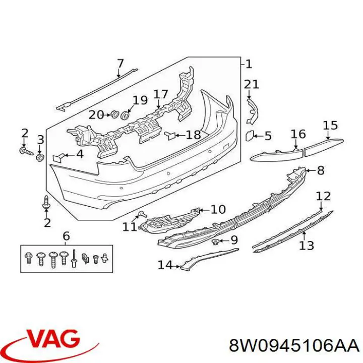 Отражатель бампера заднего правый VAG 8W0945106AC цена, от 11.29 USD