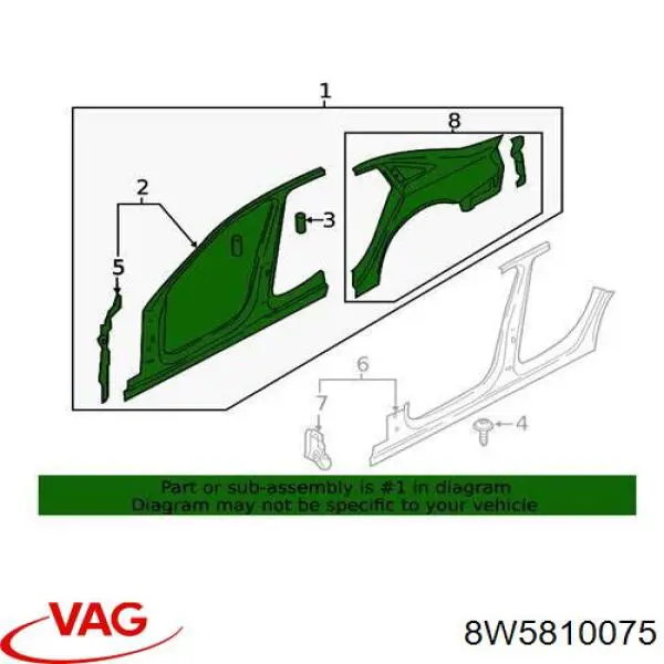 8W5810075 VAG Крыло заднее