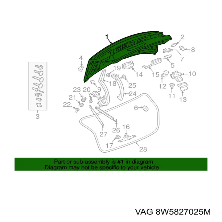 Крышка багажника 8W5827025M VAG