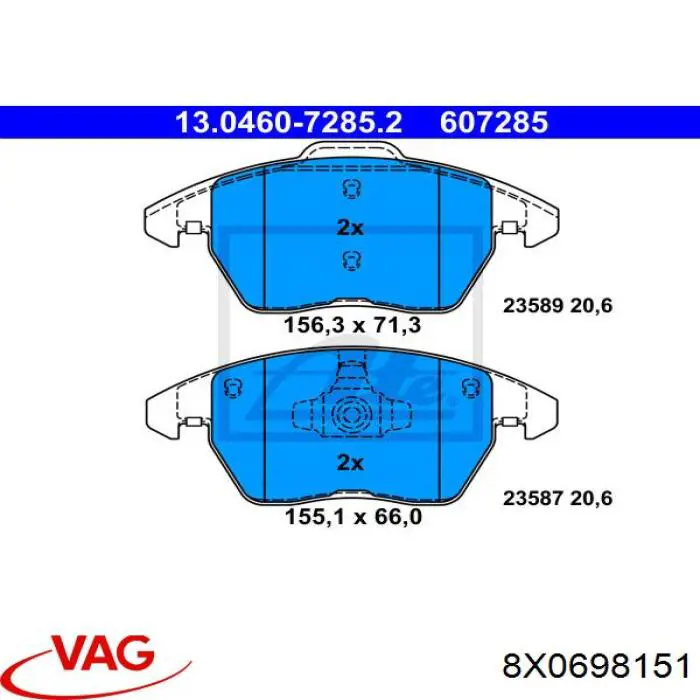 Колодки VAG 8X0698151 цена, от 42.24 USD
