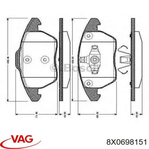 Купить 8X0698151 VAG Колодки тормозные