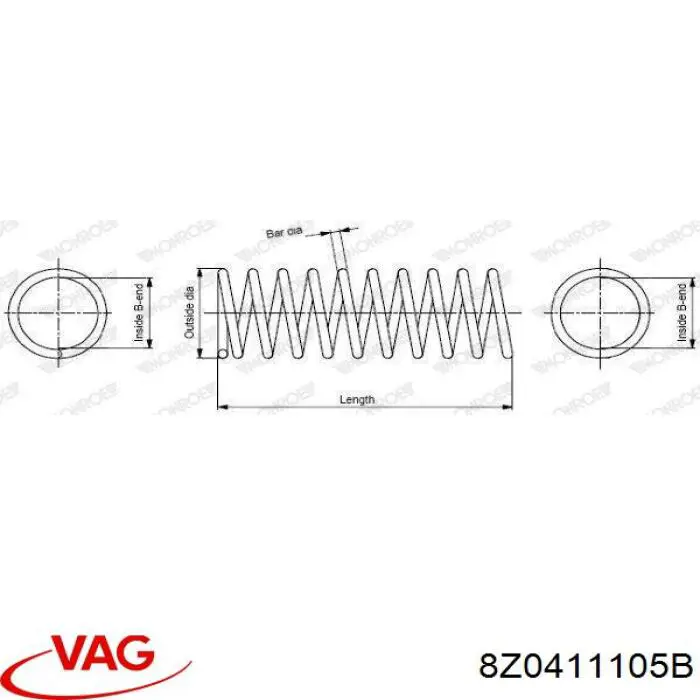 Купить 8Z0411105B VAG Винтовая пружина подвеска