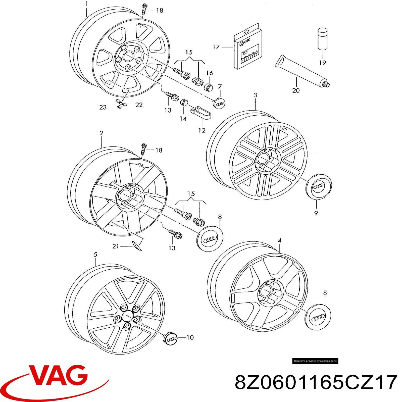 Колпак колесного диска VAG 8Z0601165CZ17