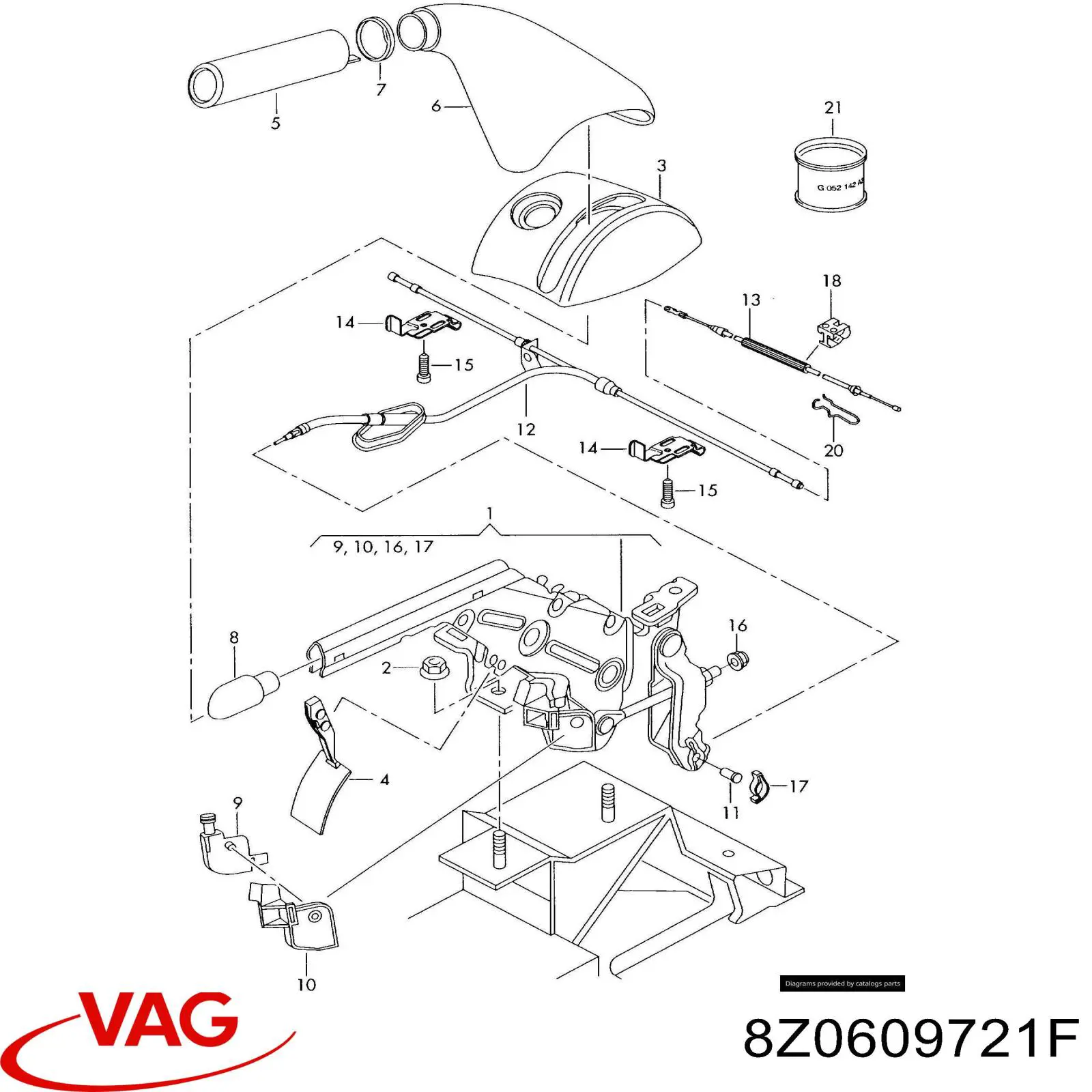 Задний трос ручника 8Z0609721F VAG