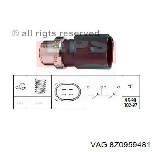 Купить 8Z0959481 VAG Датчик включения вентилятора радиатора 