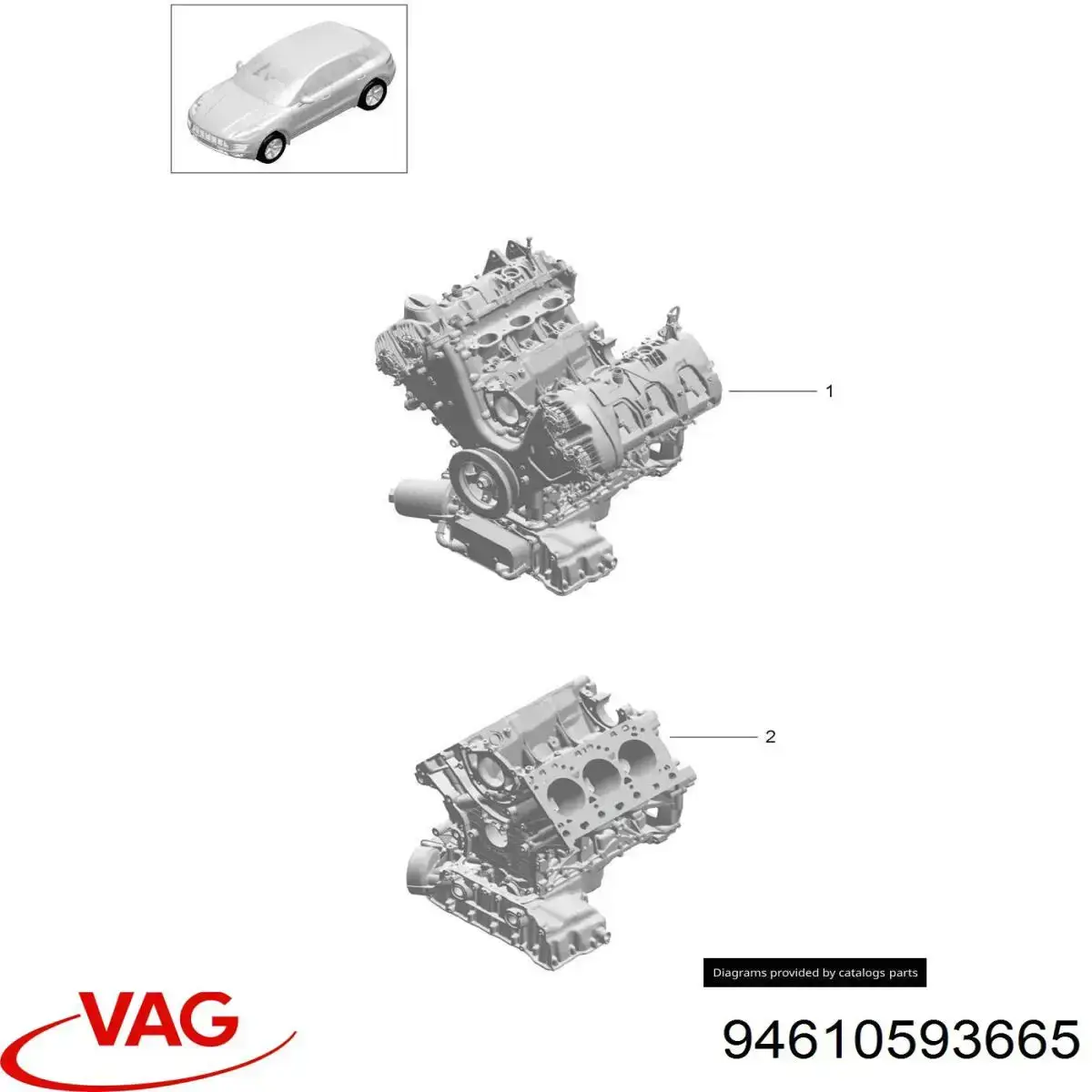 Прокладка клапанної кришки двигуна, комплект правий 94610593665 VAG