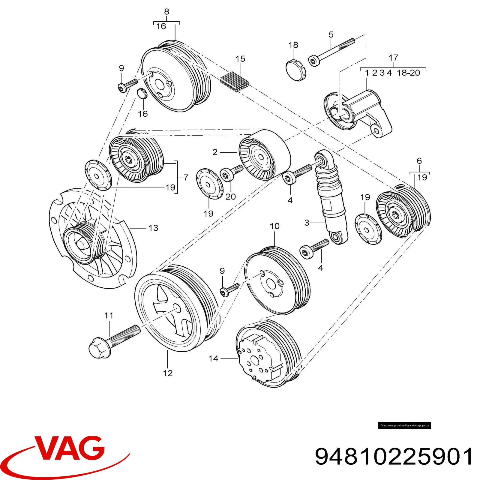 94810225901 VAG Натяжитель клинового ремня