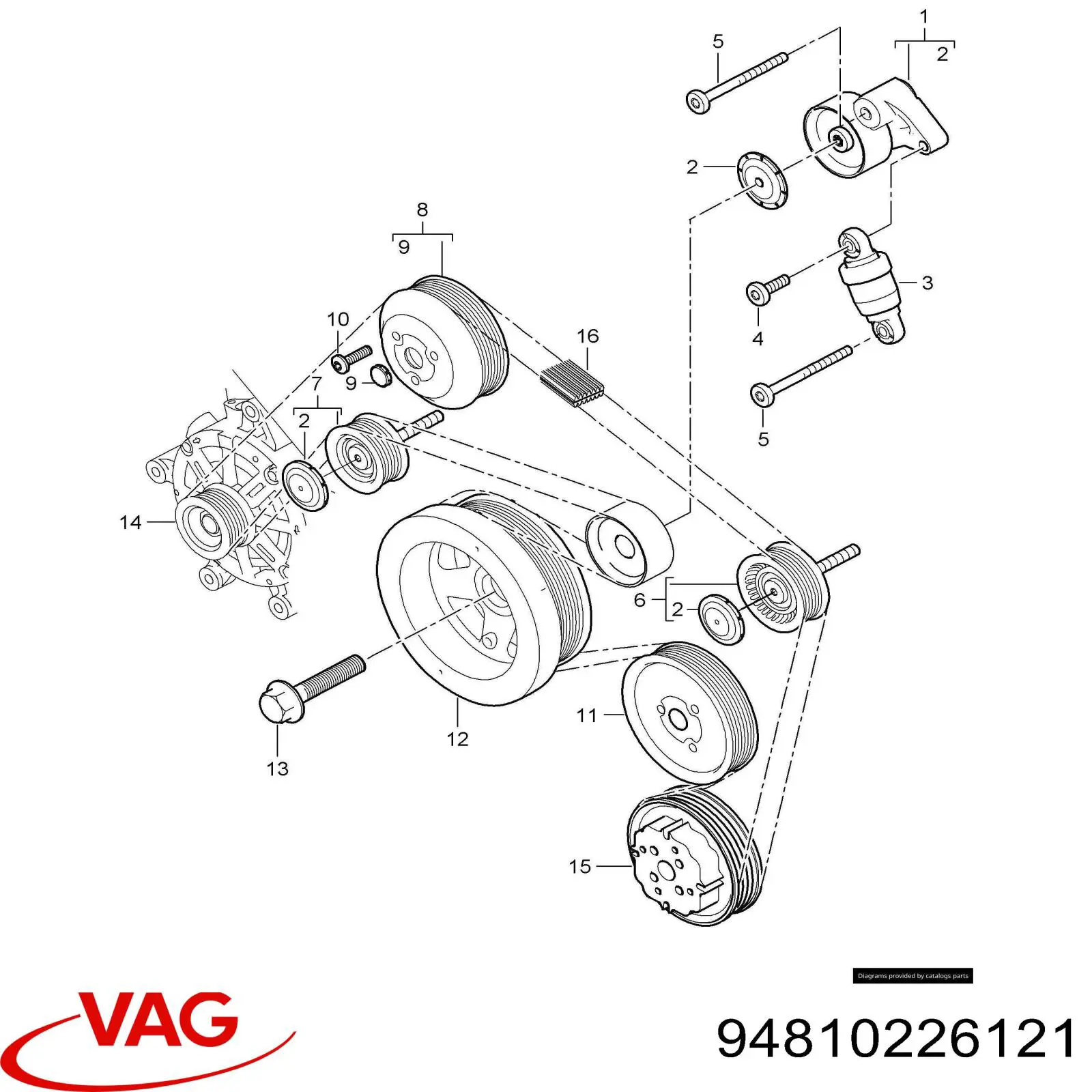 Натяжитель приводного ремня 94810226121 VAG