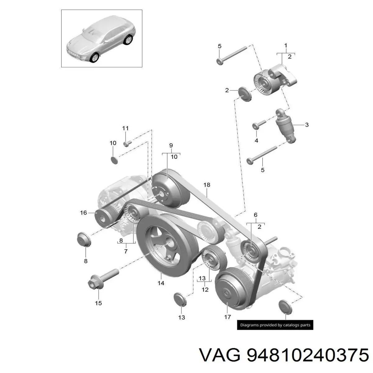 Купить 94810240375 VAG Натяжитель приводного ремня