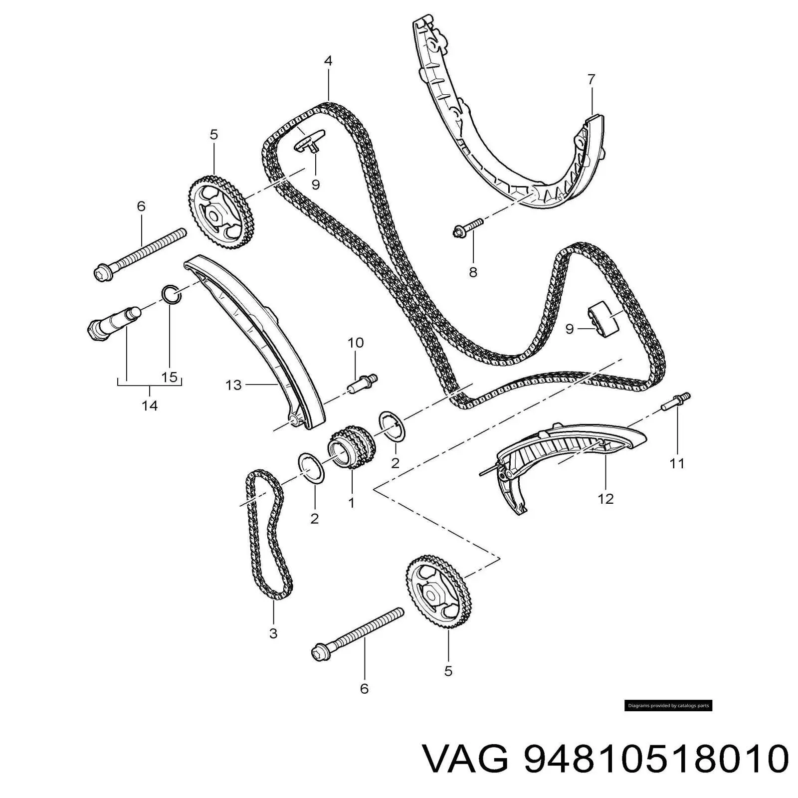 Натяжитель цепи ГРМ VAG 94810518010 цена, от 247.94 USD