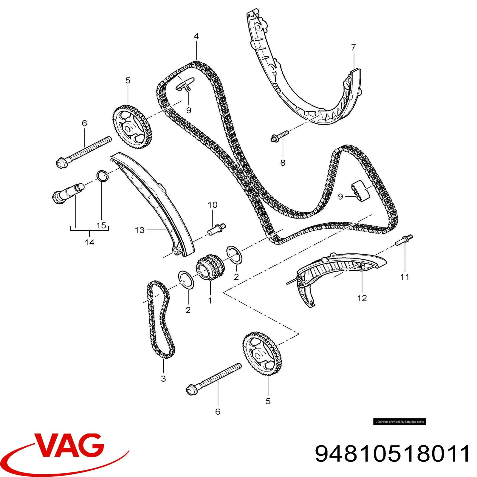 Натяжитель цепи ГРМ VAG 94810518011 цена, от 49.58 USD