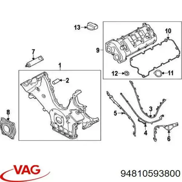 94810593800 VAG Прокладка клапанной крышки двигателя, кольцо
