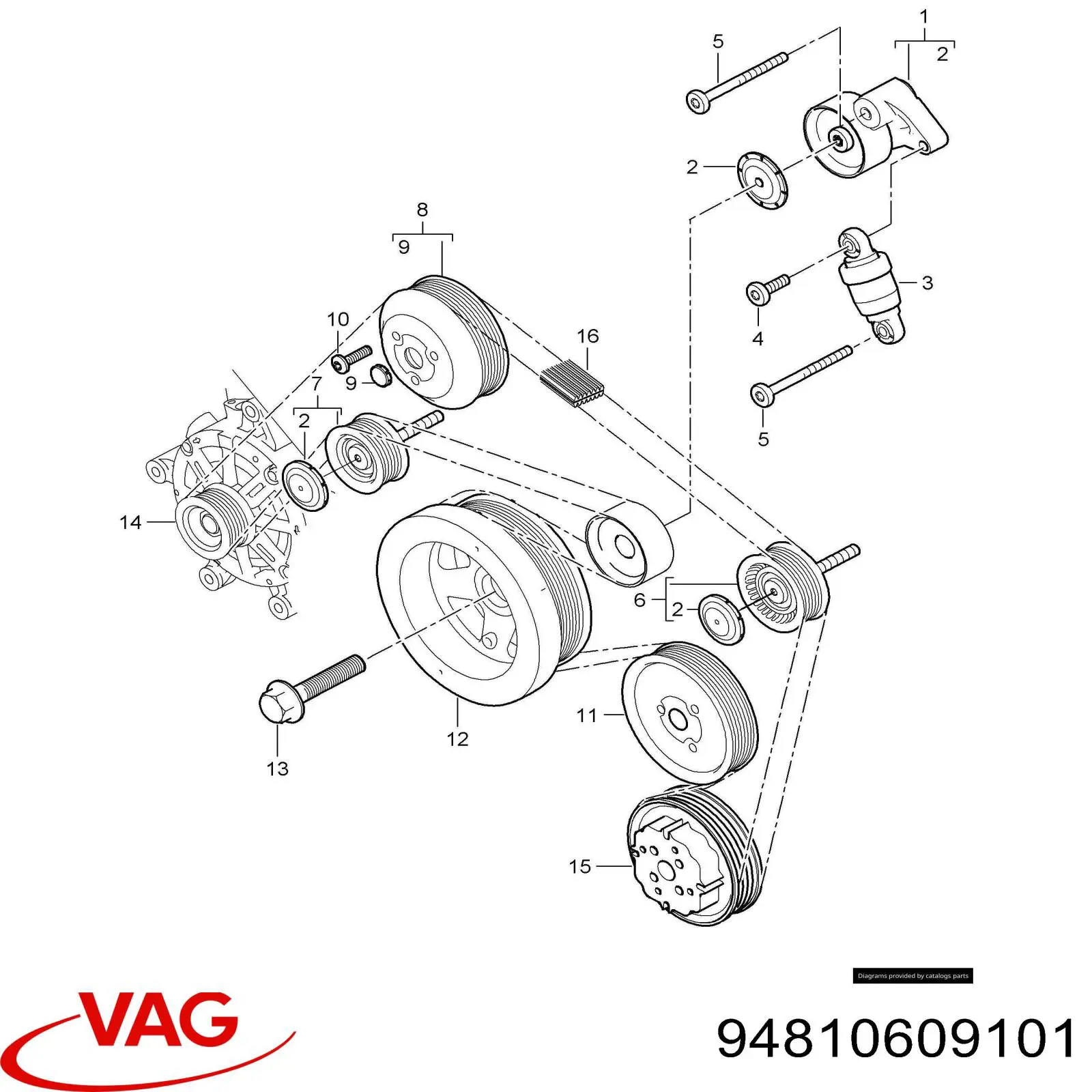 Шкив водяной помпы на Porsche Cayenne II 92A