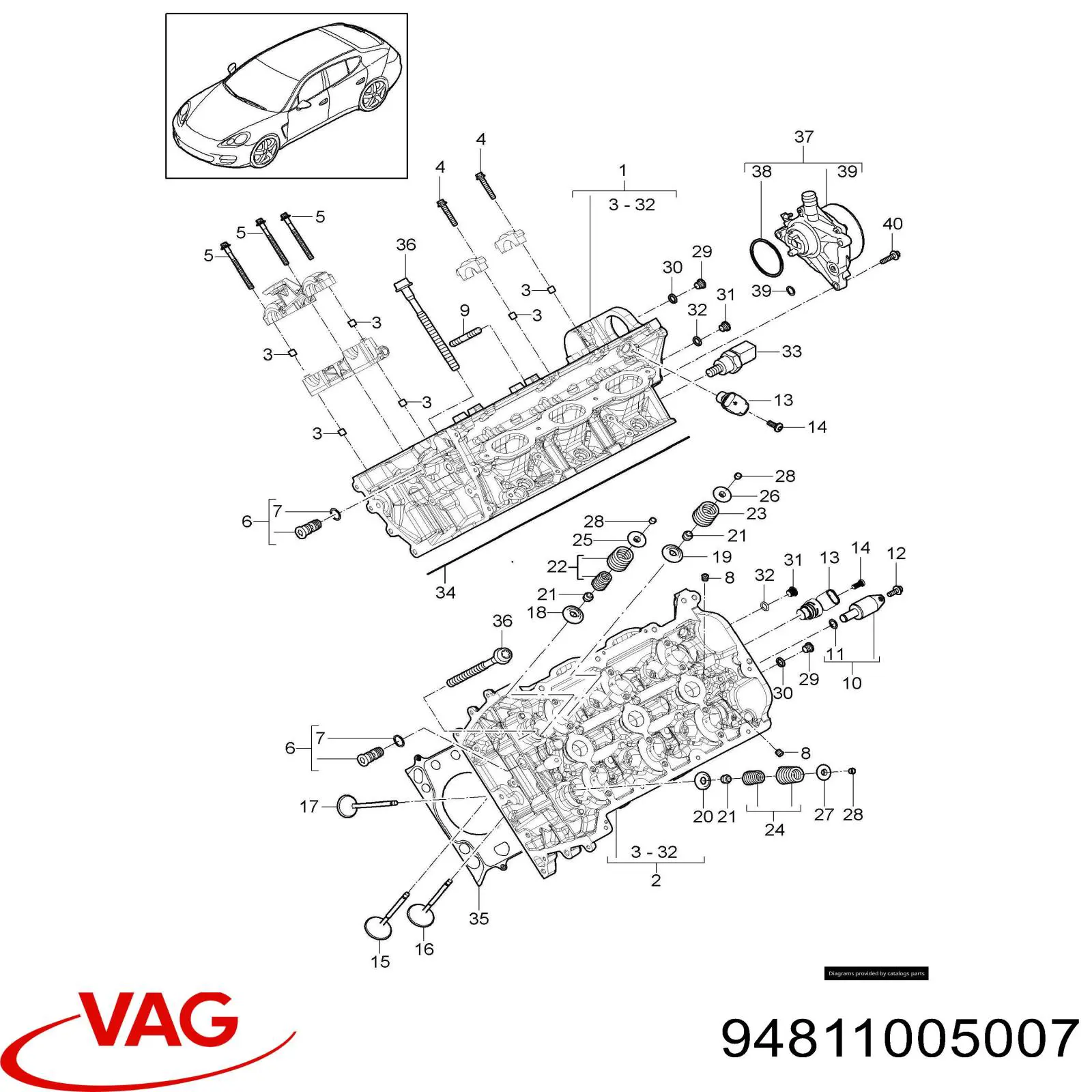 Купить 94811005005 Porsche Вакуумный насос