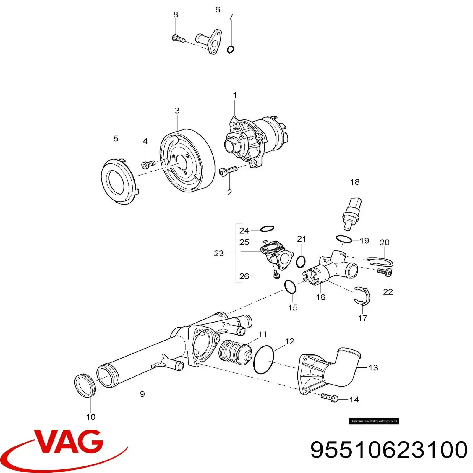 Корпус термостата 95510623100 VAG