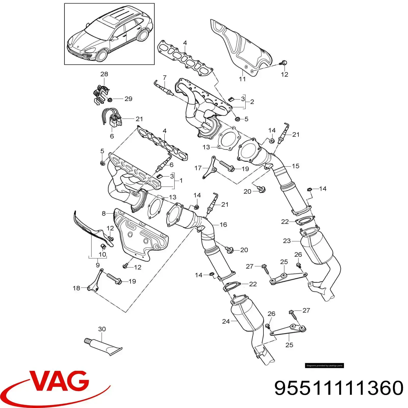 95511111360 VAG vedante de tubo de admissão do silenciador