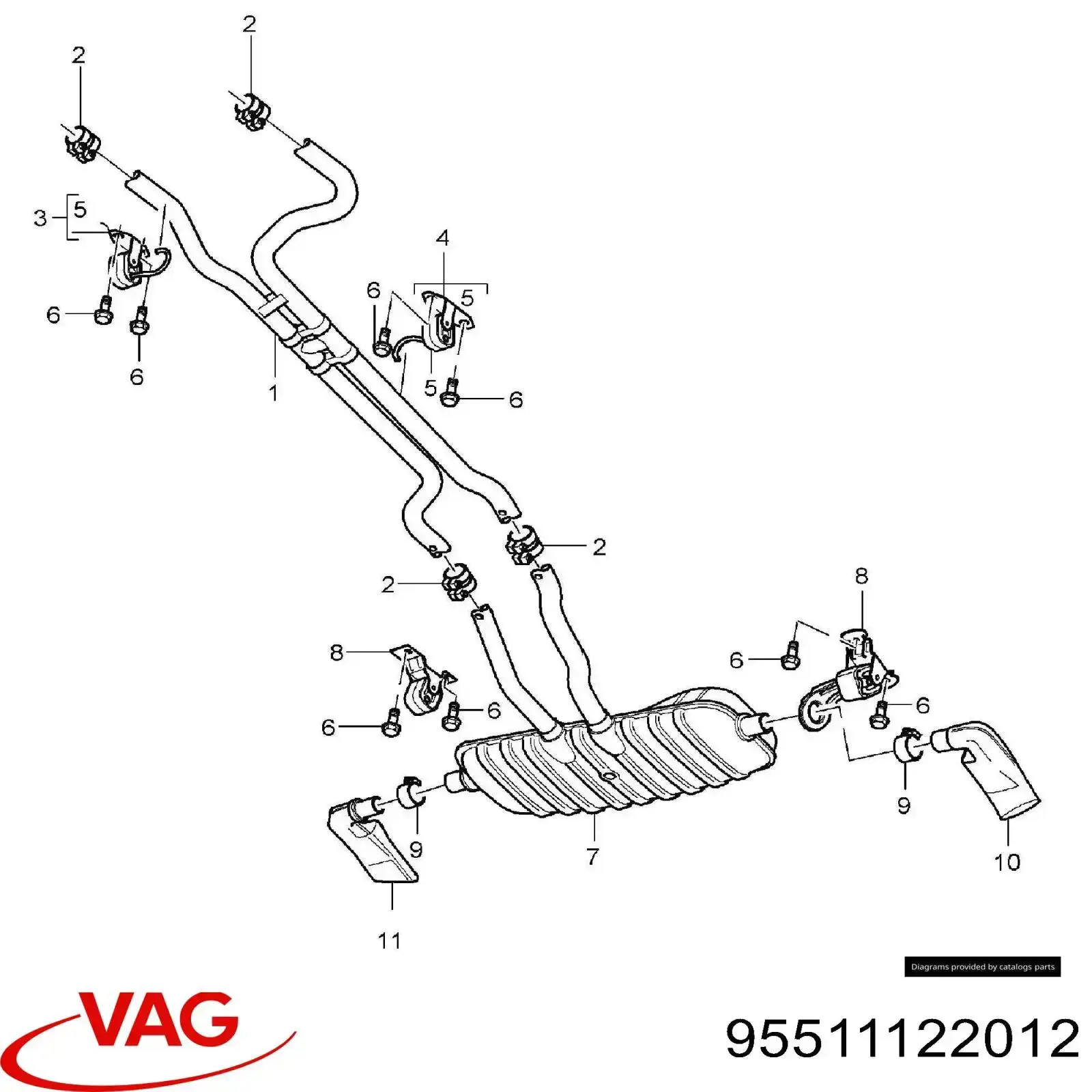 Хомут крепления глушителя передний VAG 95511122012 цена, от 89.81 USD
