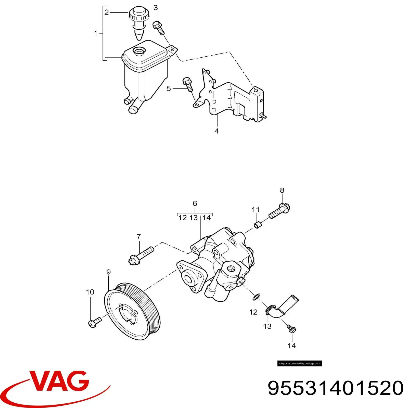 Купить 95531401510 VAG Бачок насоса гидроусилителя руля