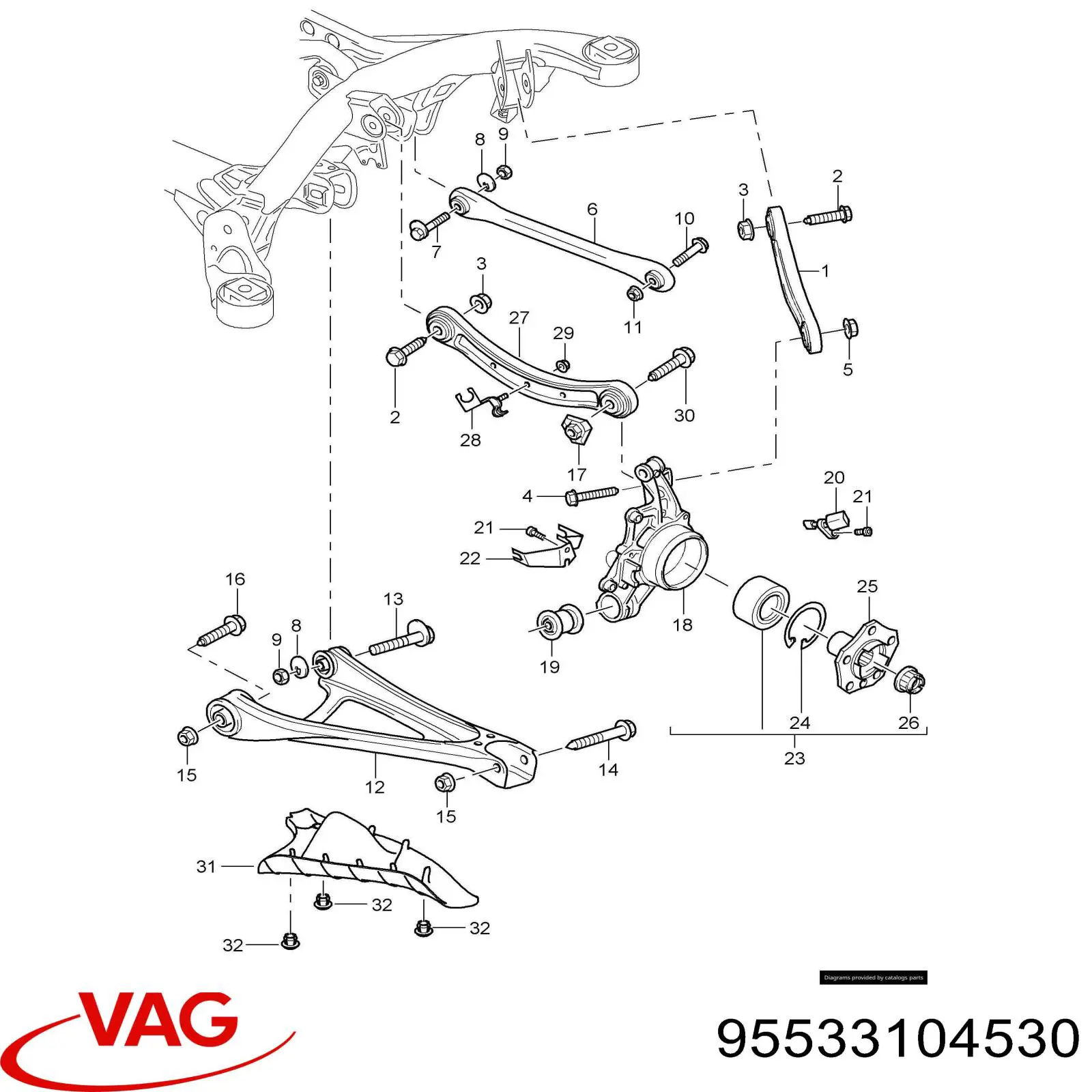 95533104530 VAG Балансир задний верхний