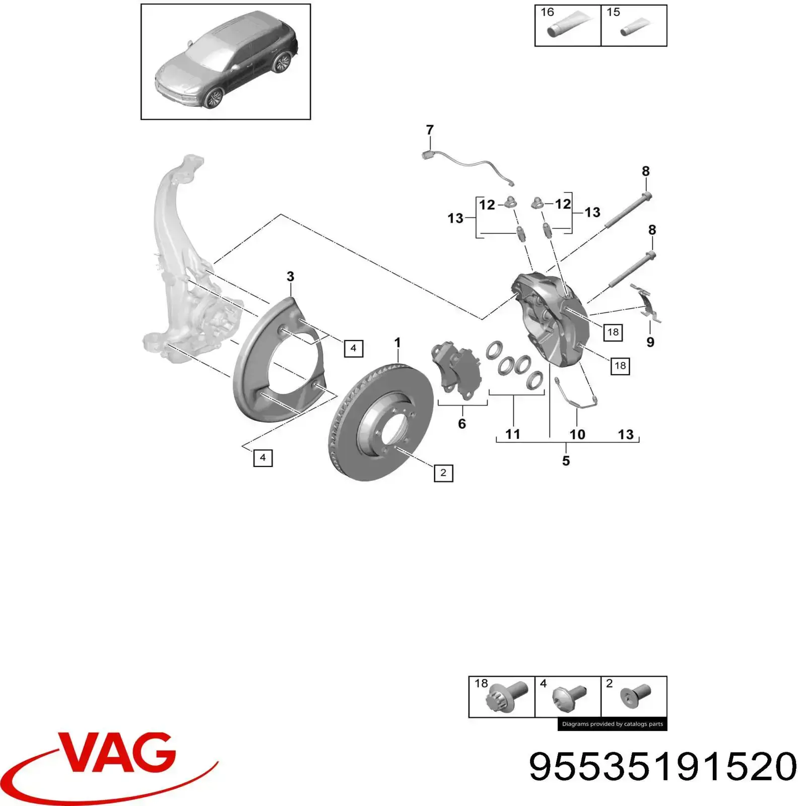 Kit de reparación de frenos Porsche Cayenne II