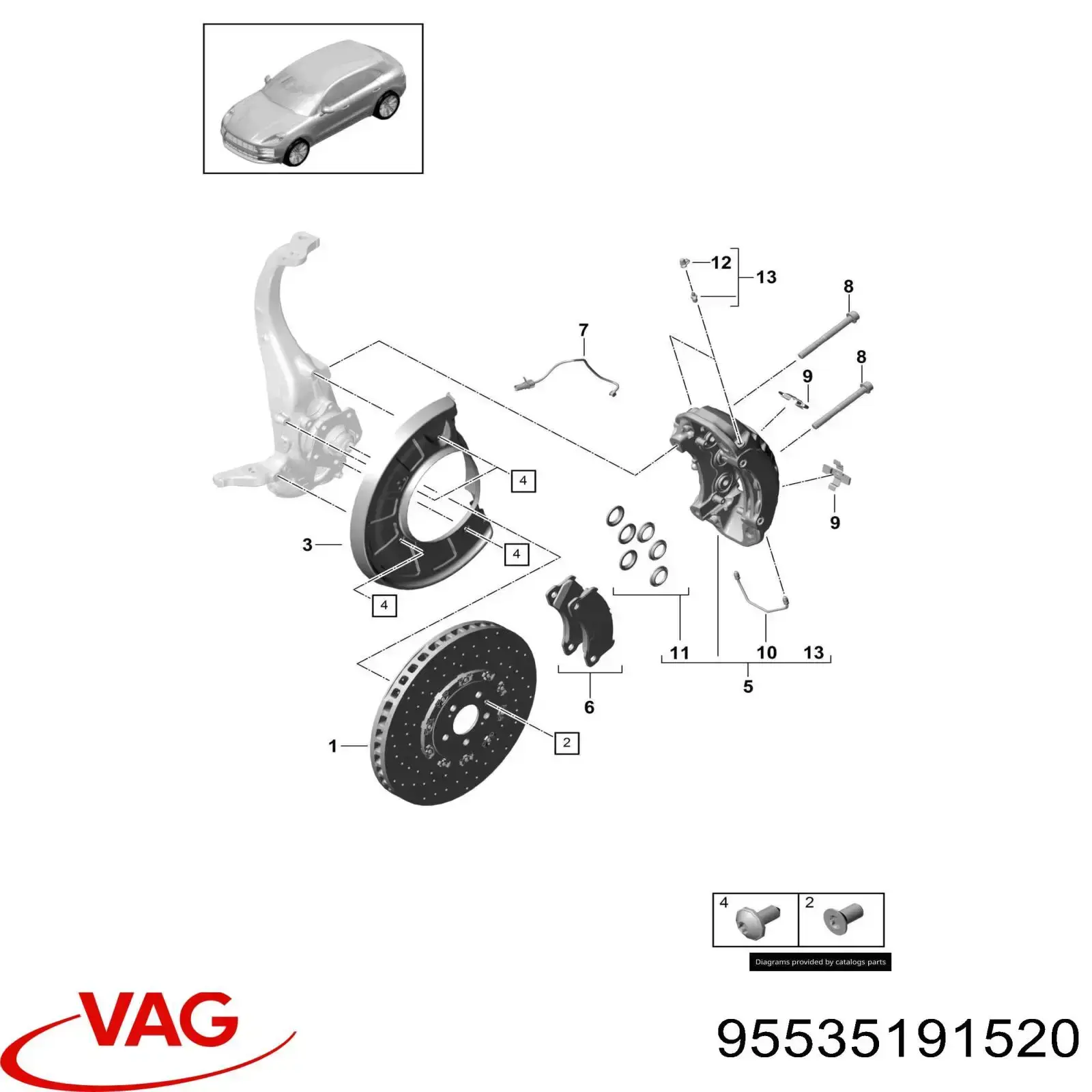 Купить 95835131300 Porsche Ремкомплект переднего суппорта