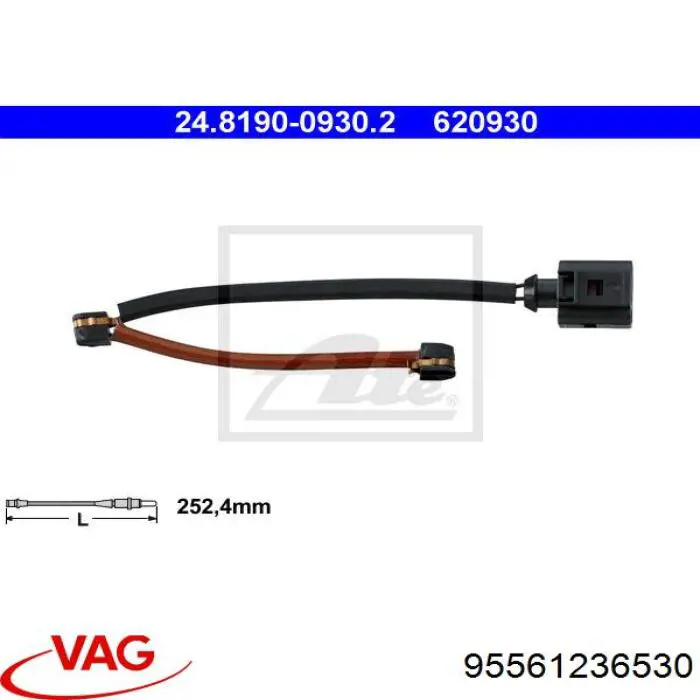 Датчик износа тормозных колодок, задний VAG 95561236530 цена, от 4.66 USD