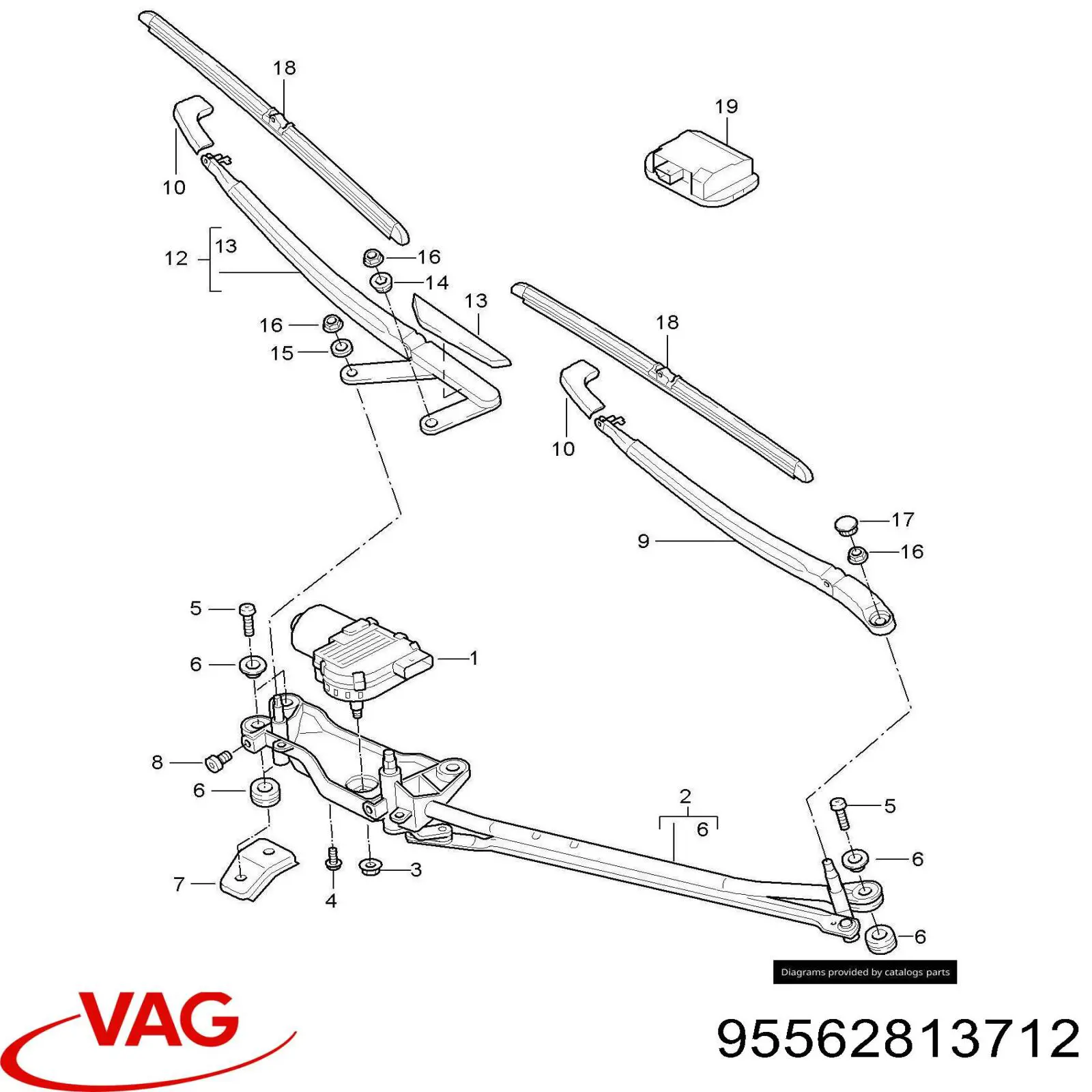 Трапеция дворников 95562813712 VAG