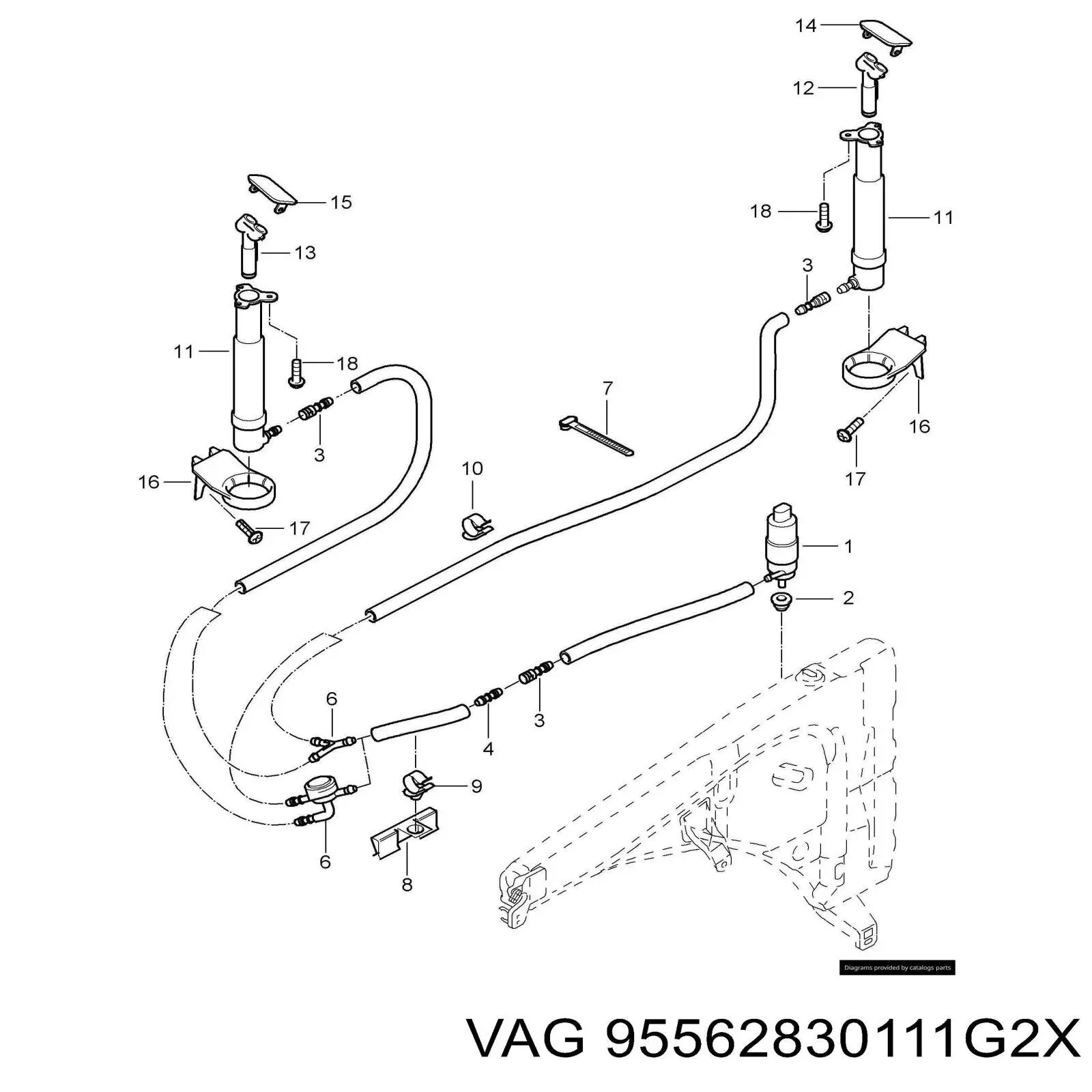 Накладка форсунки омывателя фары передней 95562830111G2X VAG