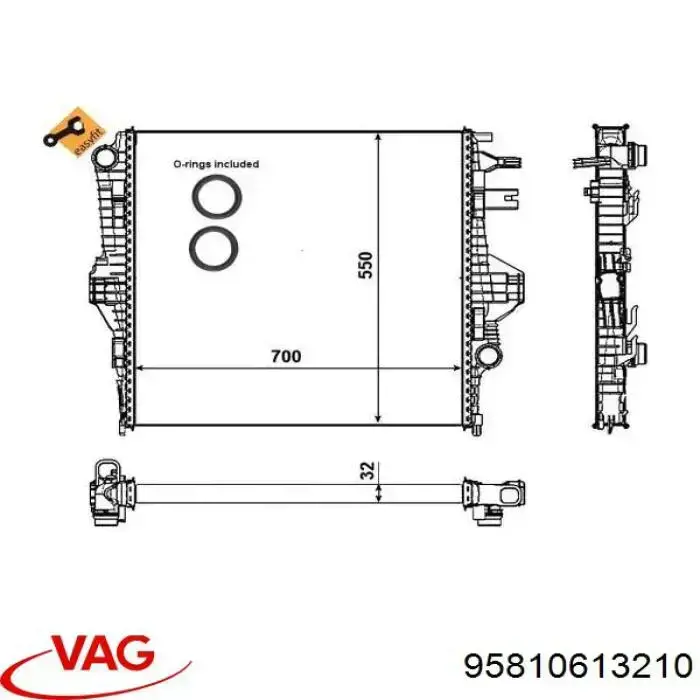 Радиатор охлаждения двигателя VAG 95810613210 цена, от 119.89 USD