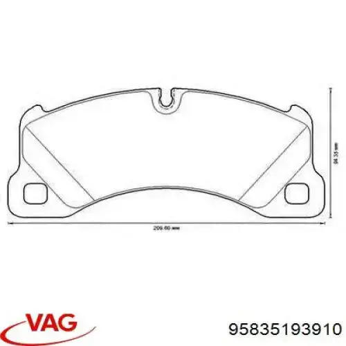 Передние тормозные колодки 95835193910 VAG