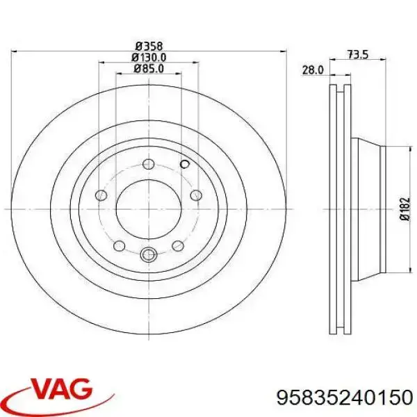 Тормозные диски 95835240150 VAG