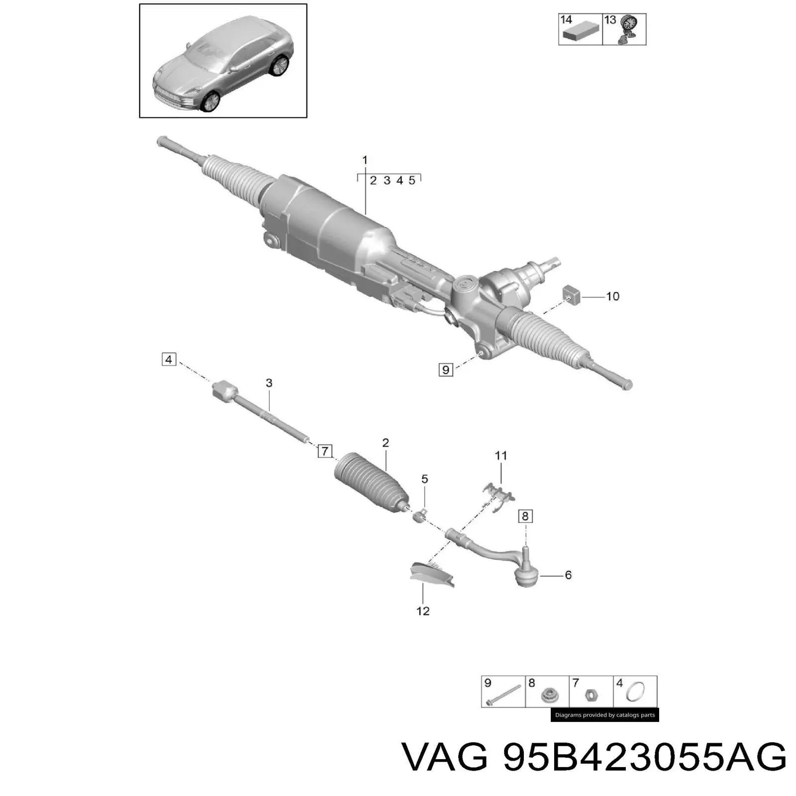 Купить 95B423055P VAG Рулевая рейка