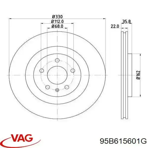 95B615601G VAG диск тормозной задний