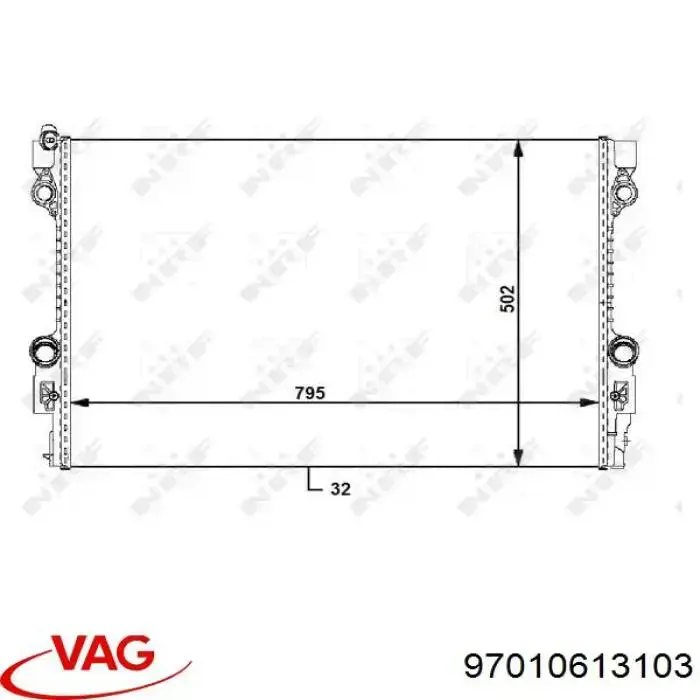 97010613103 VAG radiador de esfriamento de motor