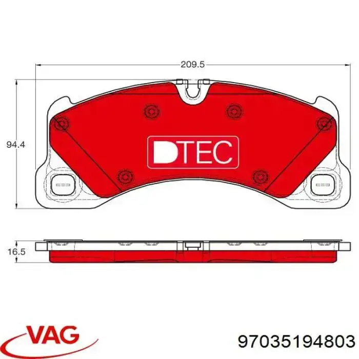 Передние тормозные колодки 97035194803 VAG