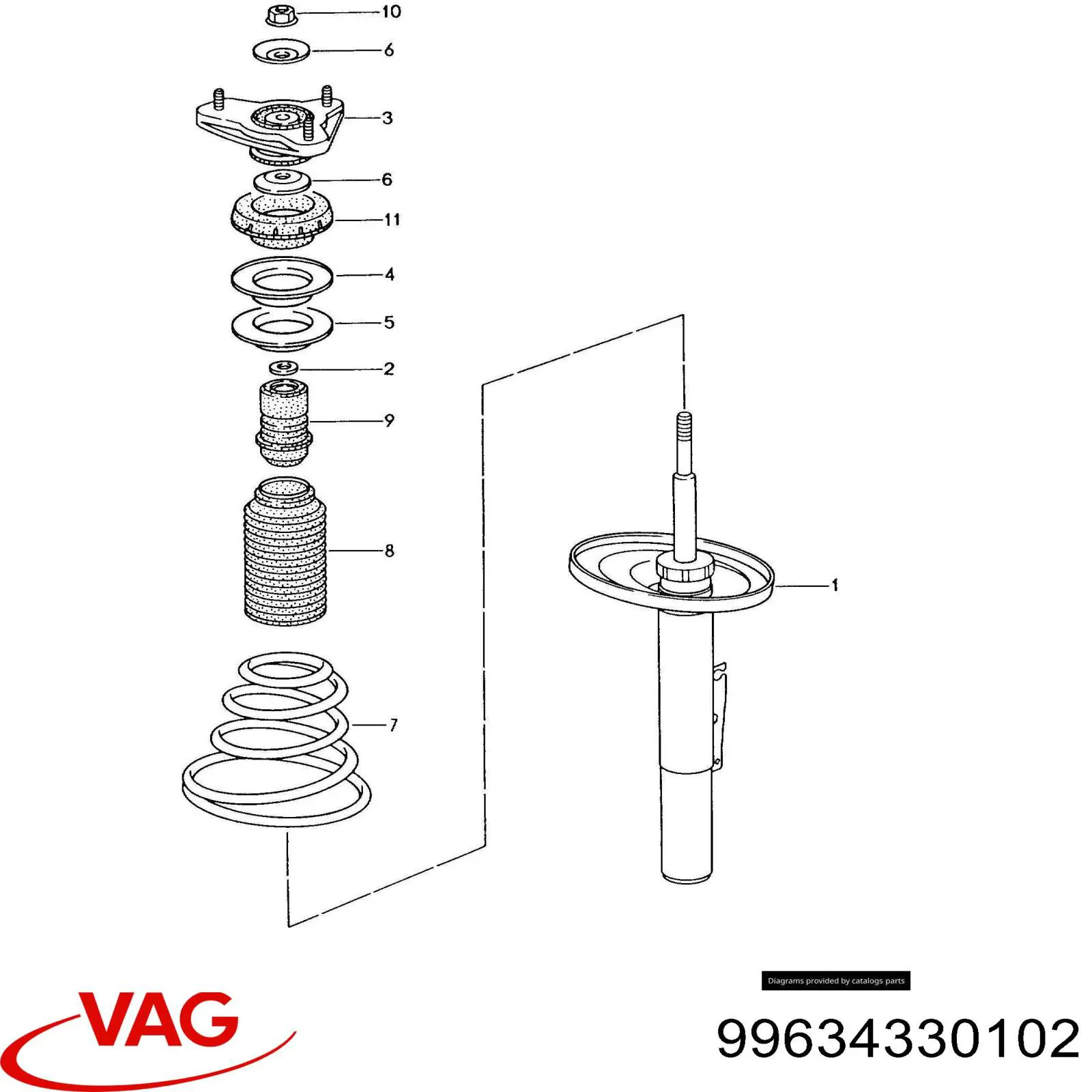 Буфер (отбойник) амортизатора переднего 99634330102 VAG