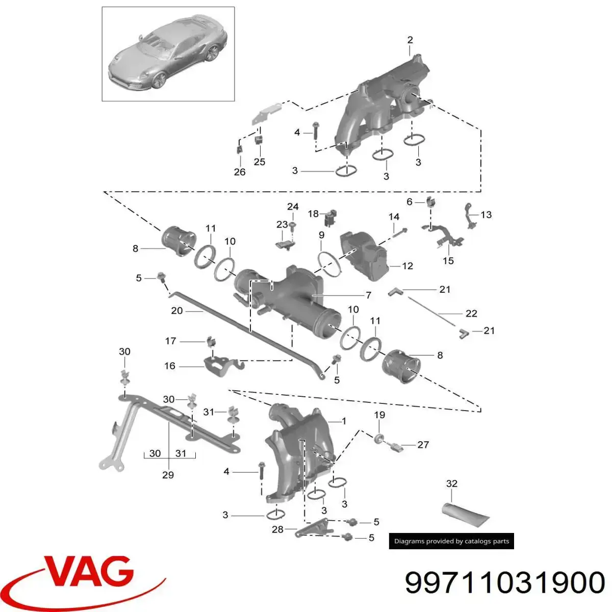 Прокладка дроссельной заслонки Porsche 99611031900 цена, от 25.85 USD