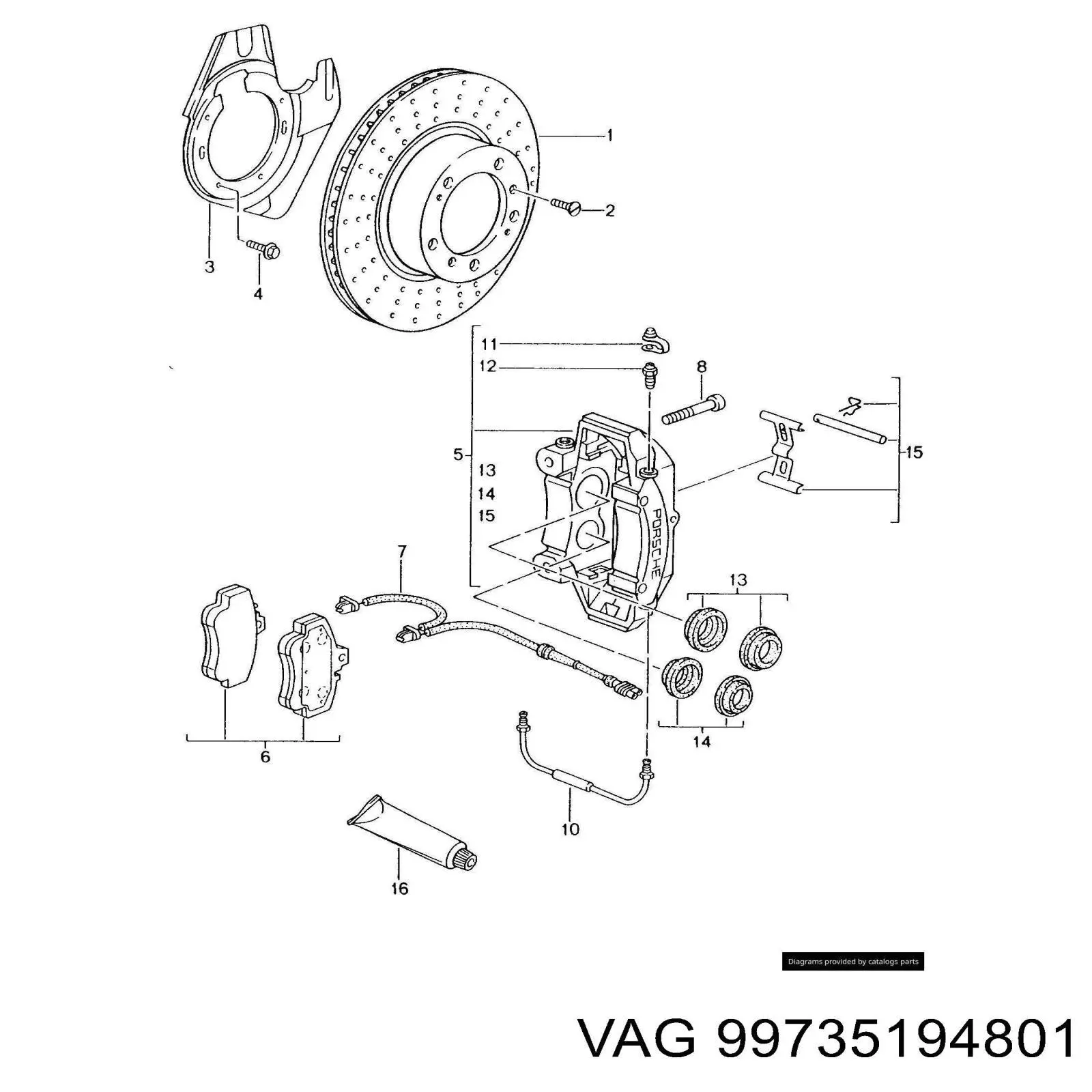 Передние тормозные колодки 99735194801 VAG