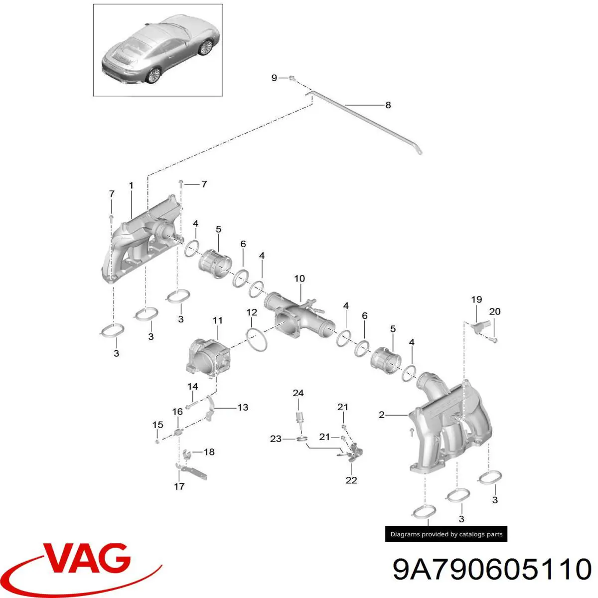 Датчик давления наддува 9A790605110 VAG
