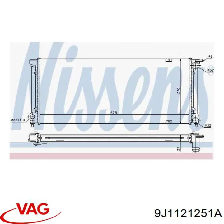 Купить 9J1121251A VAG Радиатор охлаждения двигателя левый