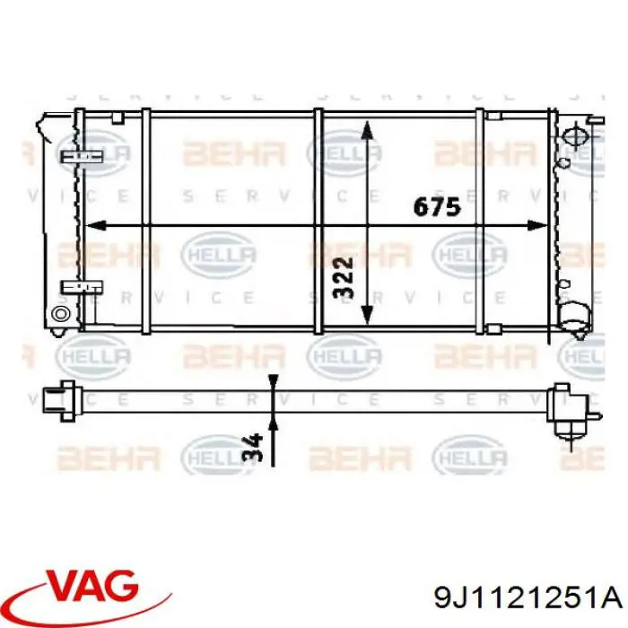 Радиатор охлаждения двигателя левый VAG 9J1121251A цена, от 381.34 USD