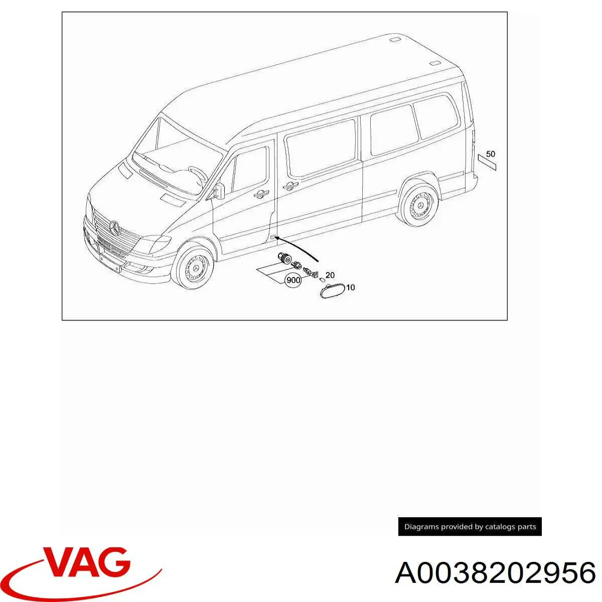 Габарит боковой (фургон) A0038202956 VAG